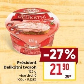 Tvarohové pomazánky Delikátní Président