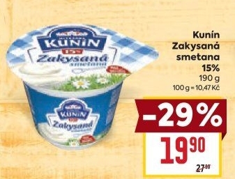 Zakysaná smetana Mlékárna Kunín 15%