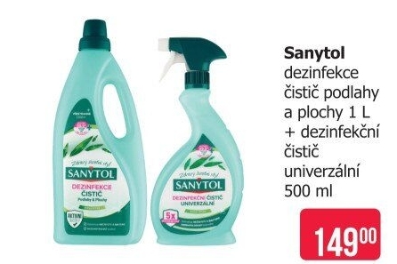 Dezinfekční univerzální čistič na podlahy + Sprej Sanytol