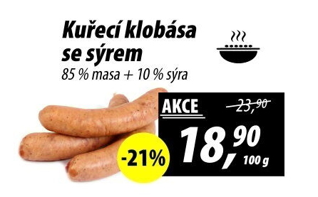 Kuřecí klobása se sýrem