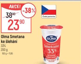 Smetana ke šlehání Olma 33%
