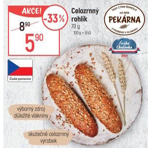 Celozrnný rohlík