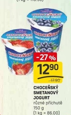 Jogurt smetanový ochucený Choceňský