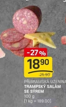 Salám trampský se sýrem Příbramská uzenina