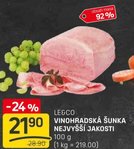 Šunka vinohradská nejvyšší jakosti LE&amp