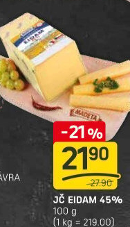Sýr Eidam Jihočeský 45% Madeta