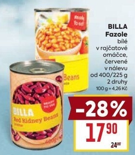 Fazole bílé v rajčatové omáčce Billa