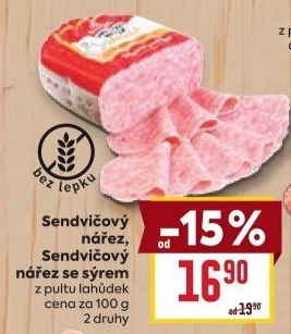 Nářez sendvičový se sýrem Váhala