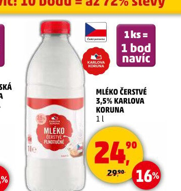 Mléko čerstvé Karlova Koruna - 1,5 polotučné