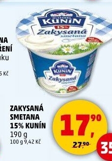 Zakysaná smetana Mlékárna Kunín 15%