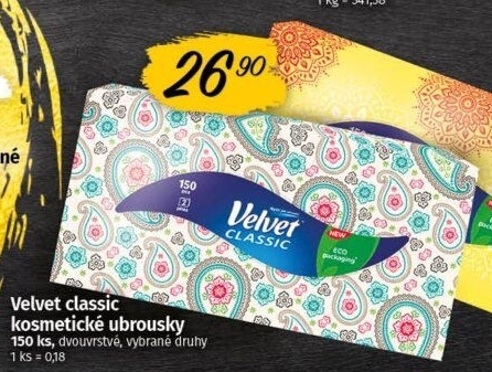 Papírové kapesníčky 2vrstvé Velvet - box