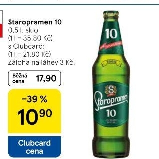 Pivo světlé výčepní 10° Staropramen