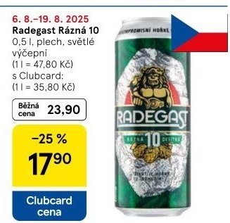Pivo světlé výčepní Rázná 10° Radegast