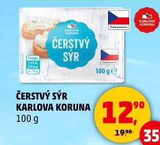 Čerstvý sýr Karlova Koruna