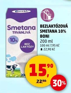 Smetana na vaření 10% bez laktózy Boni