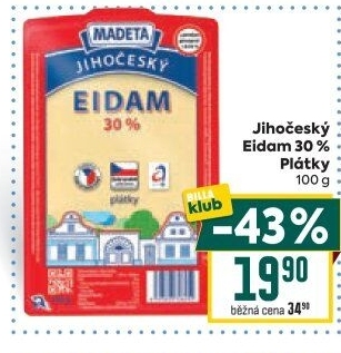 Sýr Eidam Jihočeský 30% Madeta