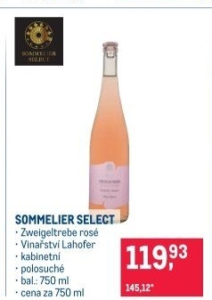 Víno Zweigeltrebe Rosé Sommelier Select - kabinetní