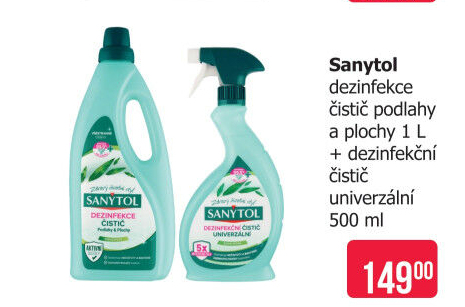 Dezinfekční univerzální čistič na podlahy + Sprej Sanytol