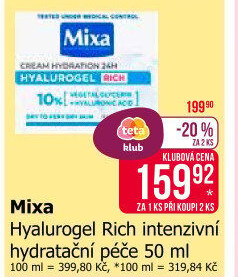 Pleťový hydratační krém Hyalurogel Rich Mixa