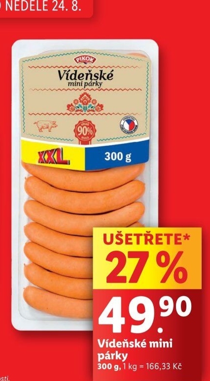 Párky vídeňské mini Pikok
