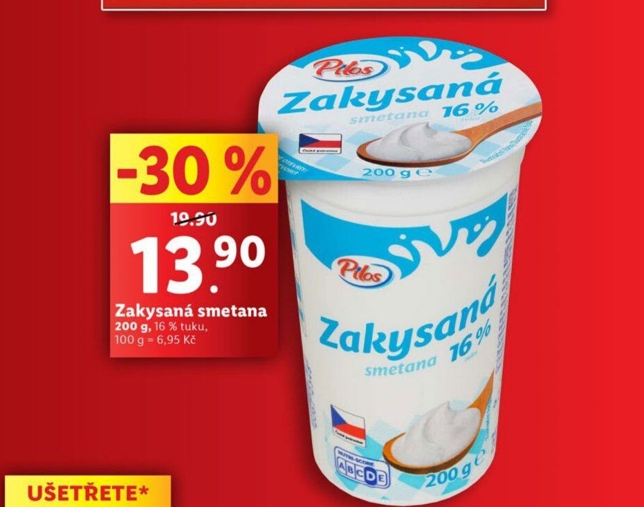Smetana zakysaná Pilos 16%
