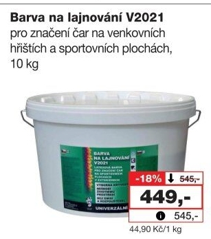 Barva na lajnování Barvy a laky Hostivař