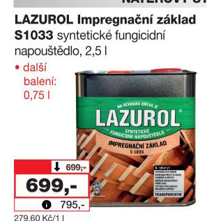 Impregnační základ na dřevo Lazurol