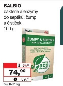 Přípravek Bakterie do žump a septiků BALbio