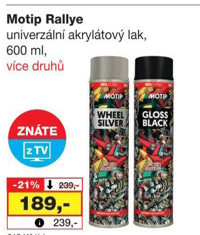 Univerzální akrylátový lak ve spreji Rallye Motip