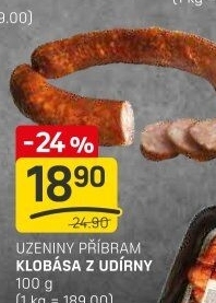 Klobása z udírny Příbramská uzenina