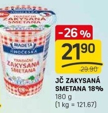 Smetana zakysaná Jihočeská Madeta 18%