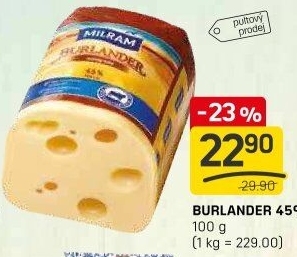 Sýr Burlander 45% Milram
