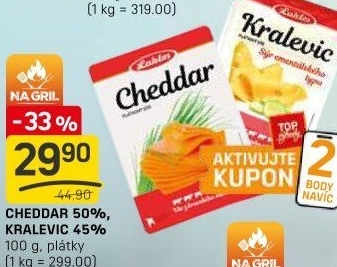 Sýr ementálského typu 45% Kralevic Laktos