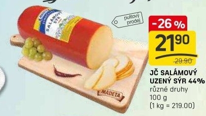 Sýr uzený salámový 44% Jihočeský Madeta