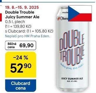 Pivo Juicy Summer ALE Double Trouble Obora Budweiser Budvar