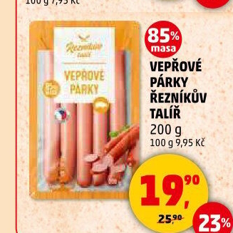 Párky vepřové Řezníkův talíř