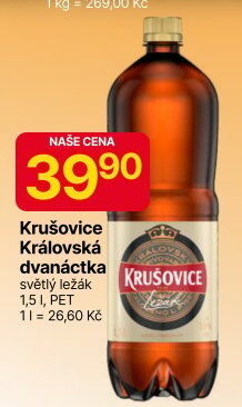 Pivo světlý ležák Královský 12° Krušovice