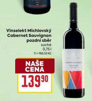 Víno Cabernet Sauvignon Vinselekt Michlovský - pozdní sběr