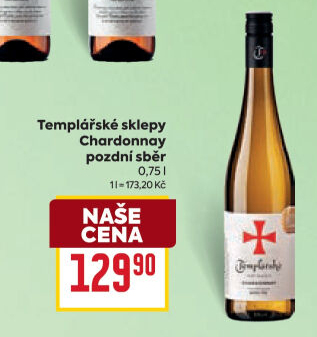 Víno Chardonnay Templářské sklepy Čejkovice - pozdní sběr