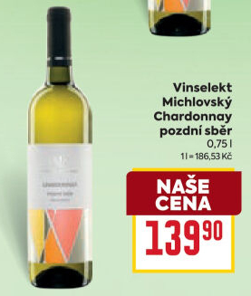 Víno Chardonnay Vinselekt Michlovský - pozdní sběr