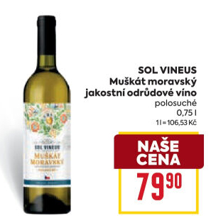 Víno Muškát moravský Sol Vineus