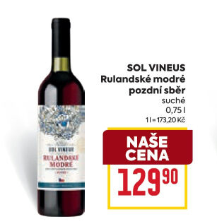 Víno Rulandské modré Sol Vineus - pozdní sběr
