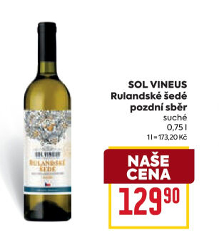 Víno Rulandské šedé Sol Vineus - pozdní sběr