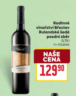 Víno Rulandské šedé Vinařství Břeclav - pozdní sběr