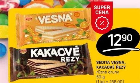 Oplatky kakaové řezy Sedita
