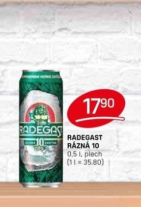 Pivo světlé výčepní Rázná 10° Radegast