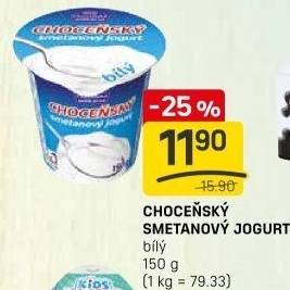 Bílý jogurt smetanový Choceňský