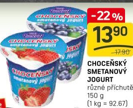 Jogurt smetanový ochucený Choceňský
