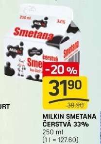 Smetana čerstvá Milkin 33%