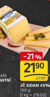 Sýr Eidam Jihočeský 45% Madeta